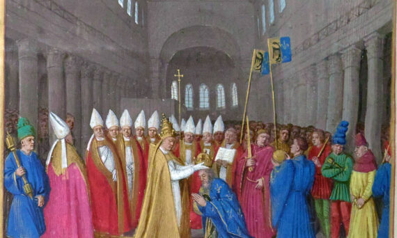 Pope Leo III Crowns Charlemagne emperor, 800AD - Jean Fouquet